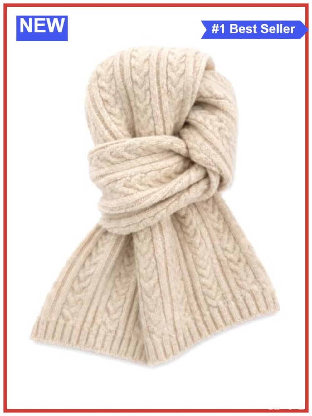 Cable Knit Scarf Wool-Blend Chunky Neck Warmer Unisex Cold Weather